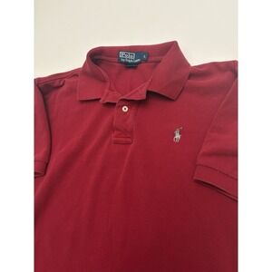 Men's Polo Ralph Lauren Collared Polo Shirt Red Preppy Pony SZ Large